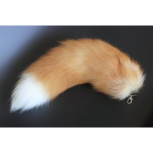 🆕Women Orange Fluffy Real Fox Tail Fur Keychain Pendant Cosplay Stylish Handbag - Picture 2 of 9